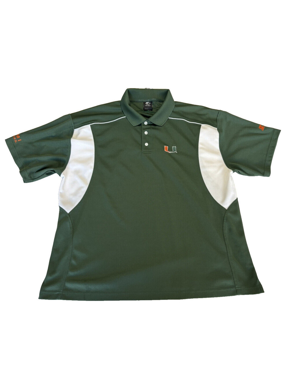 Vintage University of Miami Polo Shirt Mens XLarge Hurricanes Green Starter
